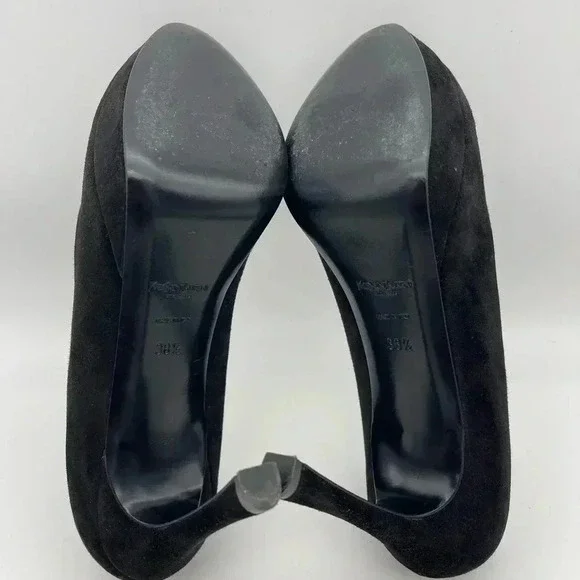 Yves Saint Laurent Black Suede High Heels 4" - Picture 7 of 11